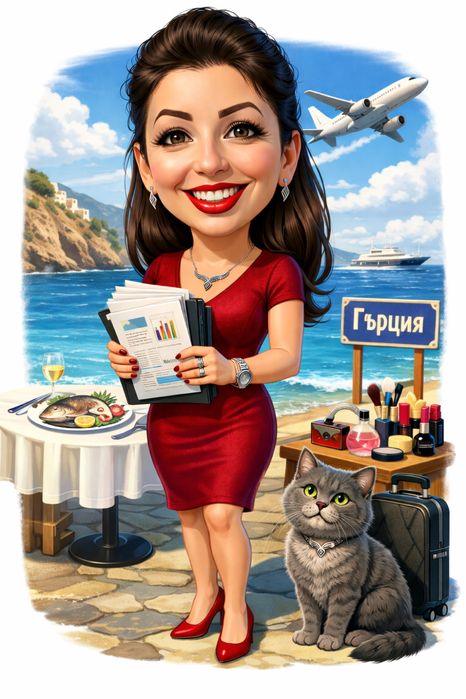 Дигитална карикатура по снимка с добавени детайли по желание