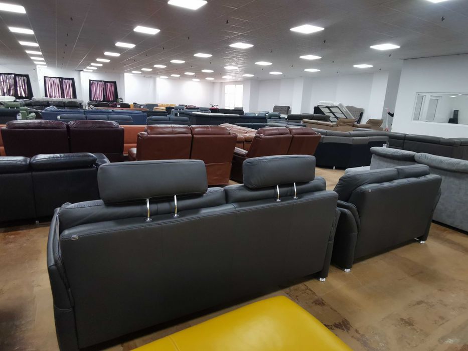 ПРОМОЦИЯ!!! Тъмно сиви кожени дивани тройка и двойка "SF1520 HUKLA"