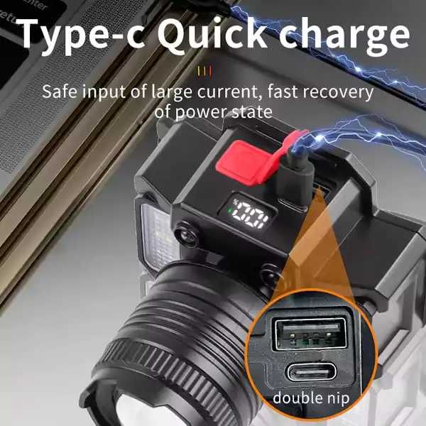 Водоустойчив челник с XHP50 диод, сензорно управление и COB светлина