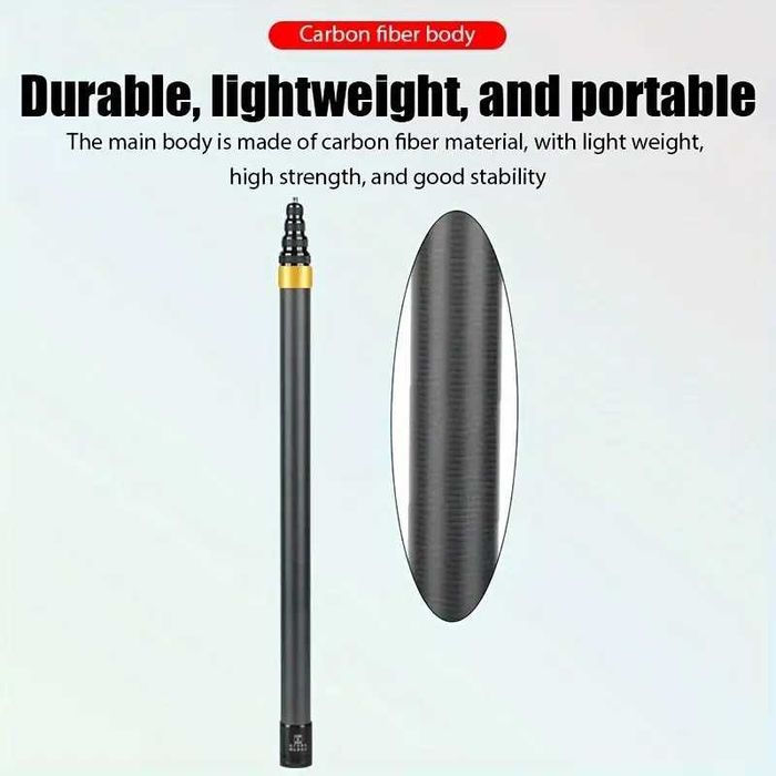 Selfie Stick Fibra de Carbon 3 metri GoPro 9 10 11 12, Insta 360 DJI