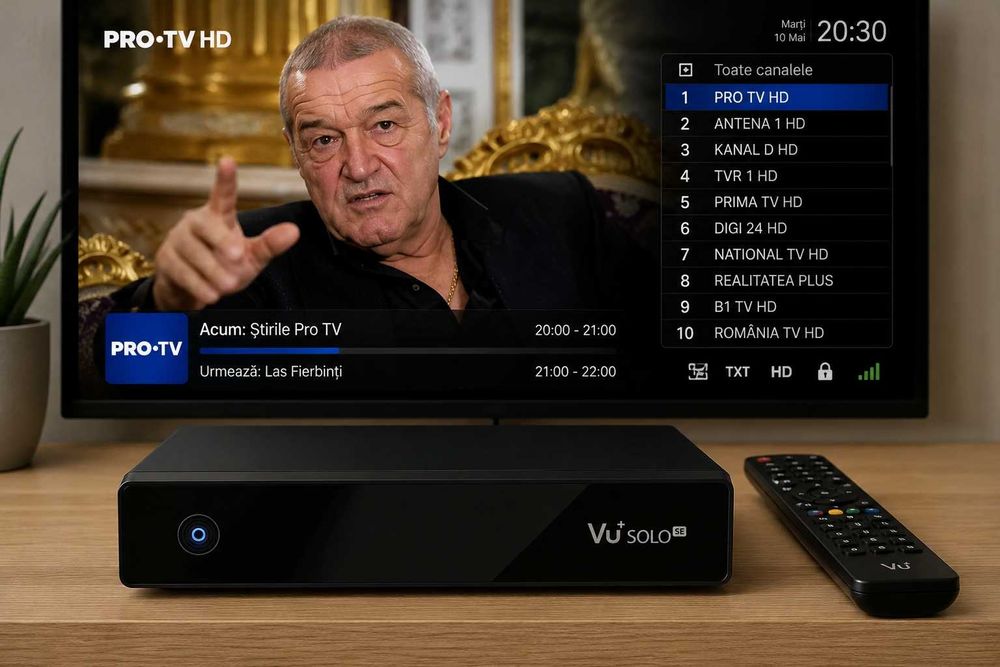 Receiver IP TV Local VU+ Solo SE V2 Dual Tuner DVB-C/T2 Enigma2 cu 2 Tunere DVB-C