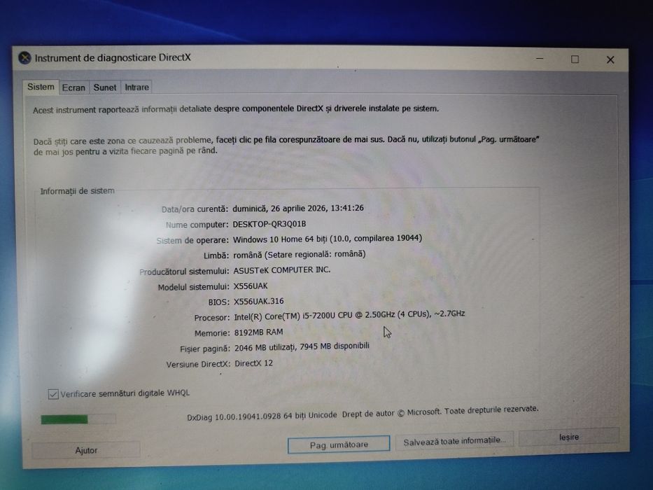 Laptop Asus /i5 gen7/ 8 GB RAM / ssd 128 /