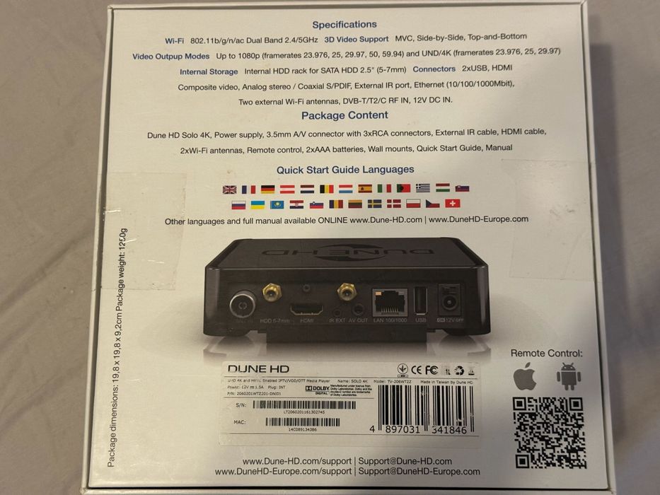 Dune HD Solo 4K Mediaplayer 1TB HDD