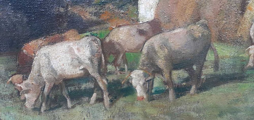 Tablou vechi - peisaj transilvanean - semnat Udvary Pál