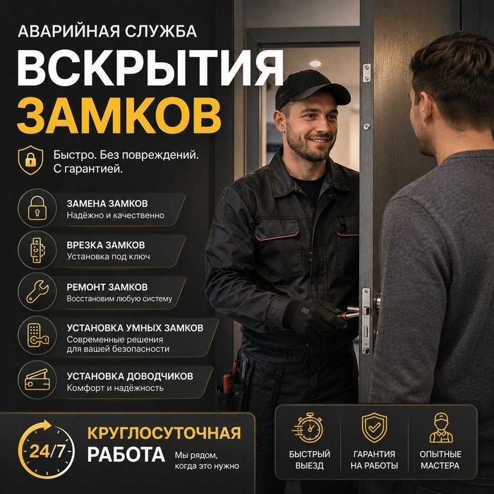 Открыть дверь квартиры - вскрытие и замена замков - срочный выезд