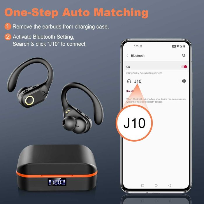 Bluetooth безжични слушалки с калъф за зареждане  Mysic