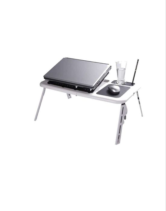 Masa laptop pliabila cu cooler ascuns alba