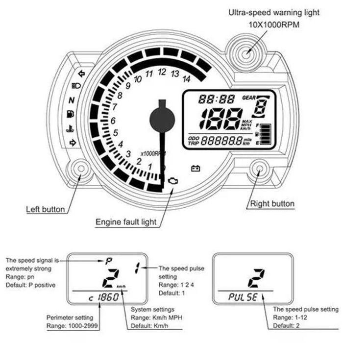 Bord kilometraj Scuter Universal Digital