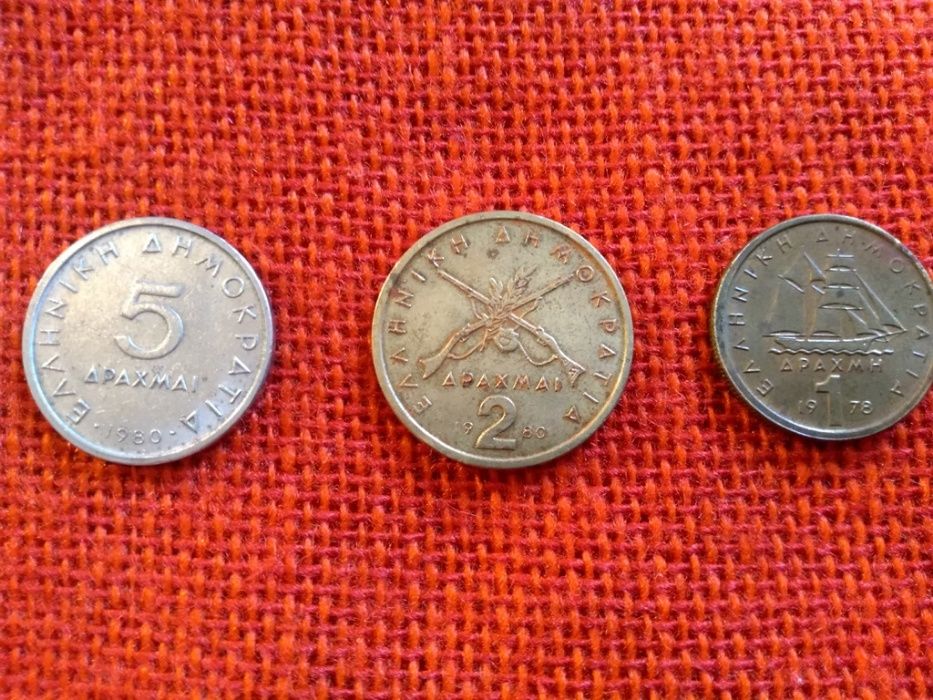 Гръцки монети, 5 броя, емисии от 1978г. до 1982г