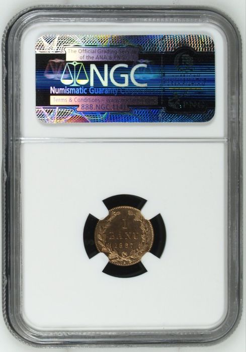 Moneda 1 banu 1867 Gradat NGC 64 bani vechi bancnote