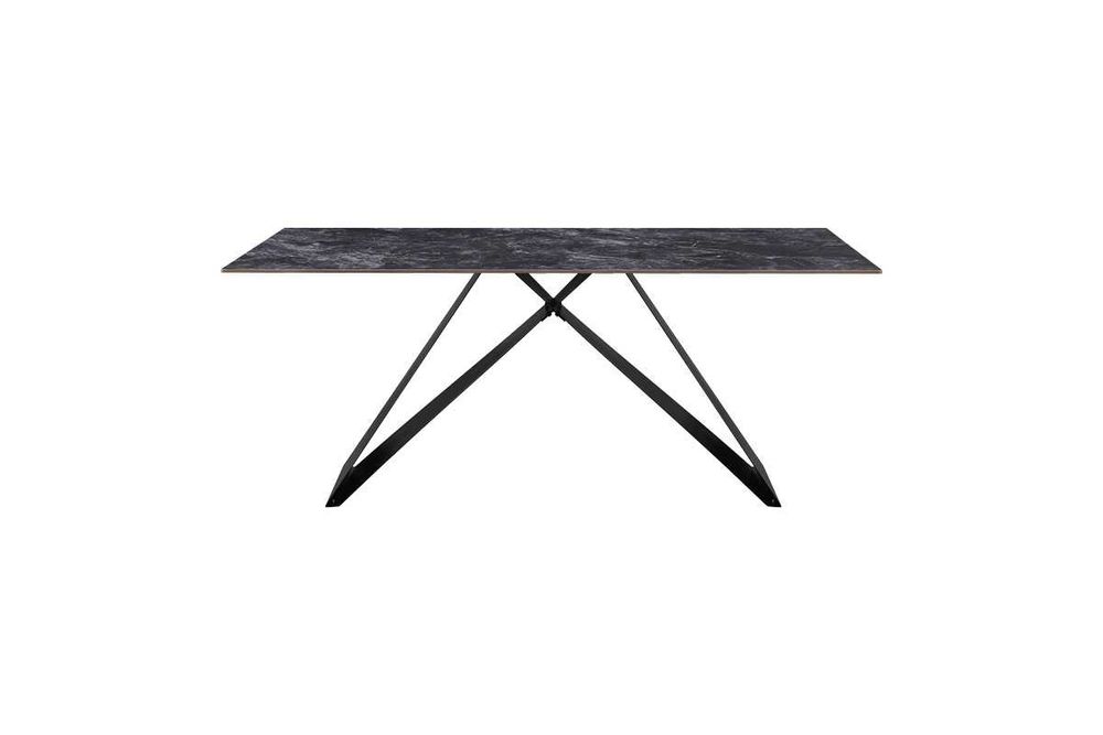 Трапезна маса Meja, Синтерован камък и метална основа, 2 цвята, 180х90