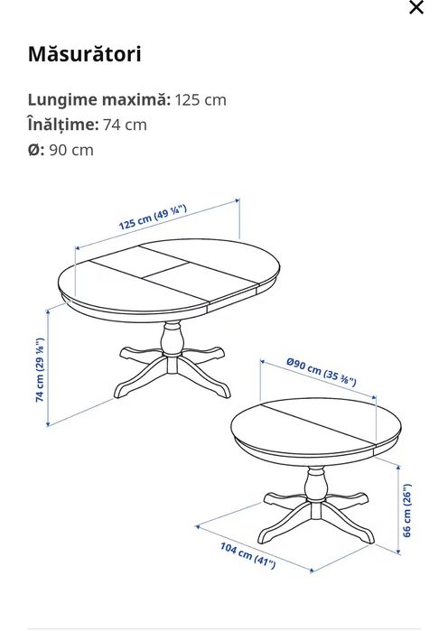 Masa extensibila Ikea Ingatorp, rotunda, alba, eleganta, din lemn