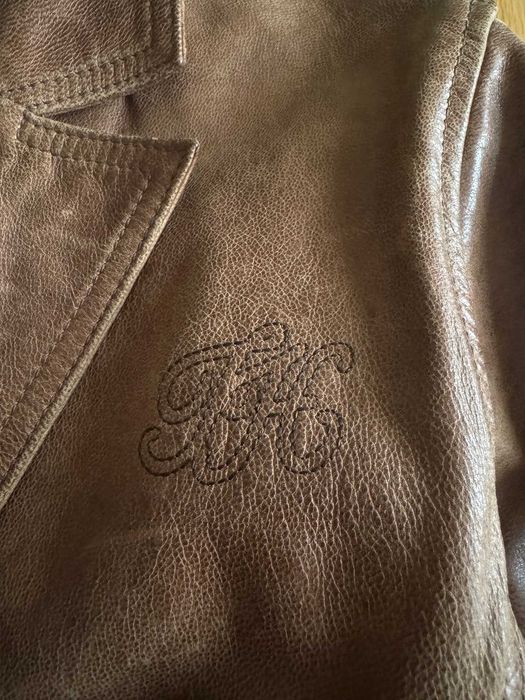 Sacou / geaca piele maro fete 12 ani Tommy Hilfiger ca nou