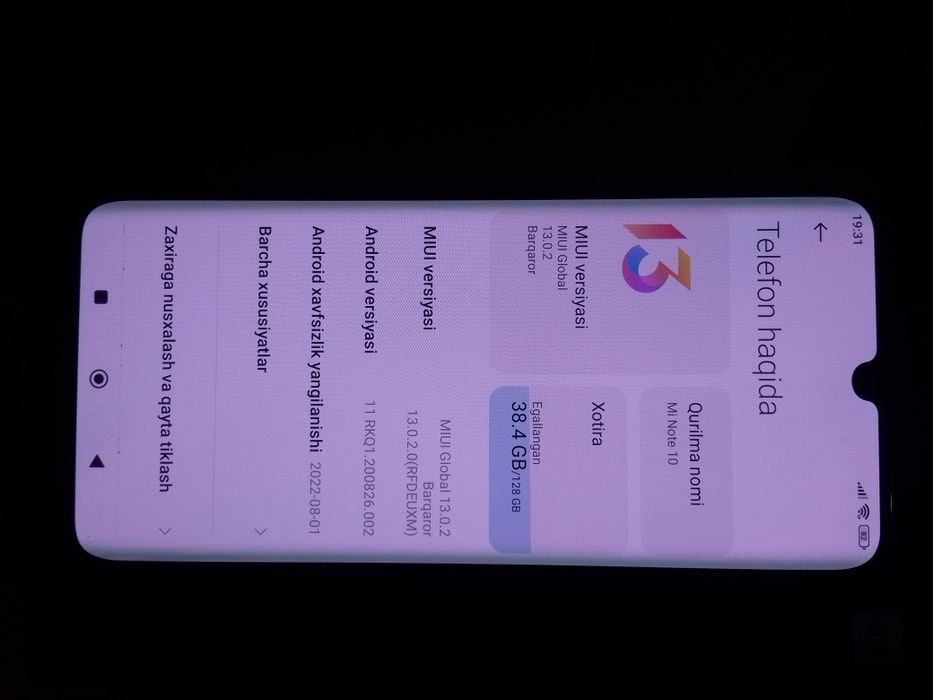 Xiaomi note 10 8/128gb