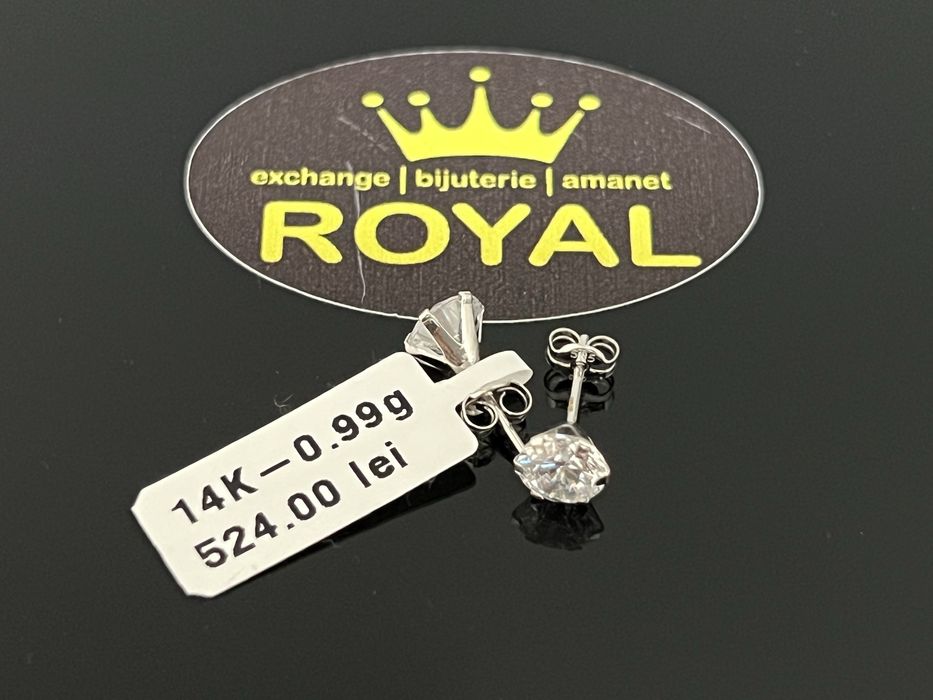 Bijuteria Royal CB : Cercei cristale aur alb 14k  0,99 grame