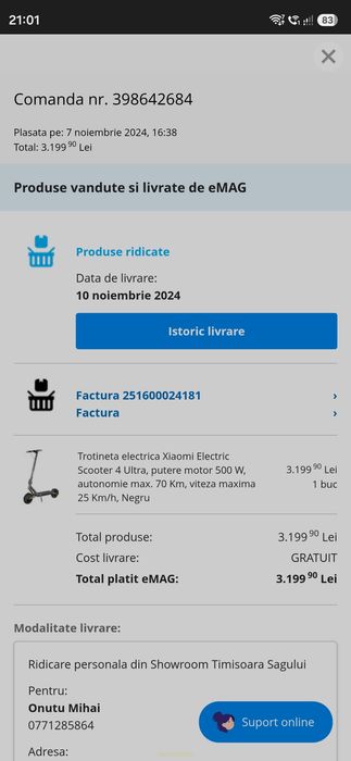 Trotineta Xiaomi Electric Scooter 4 Ultra (nu necesita ITP, în garanție, autonomie 70km)