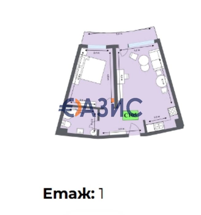 2-стаен апартамент на 1-ви етаж, комплекс Аквамарин, гр. Обзор, България - 61,84 кв. м.,#34150592