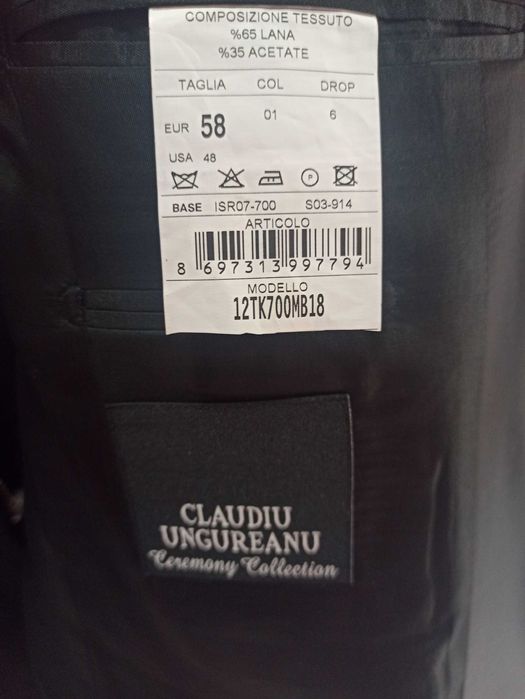 Smoking Claudiu Ungureanu bespoke, mărime 58, cu lavalieră & butoni