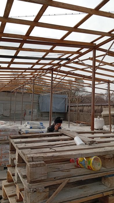 Навес профнастил стропила