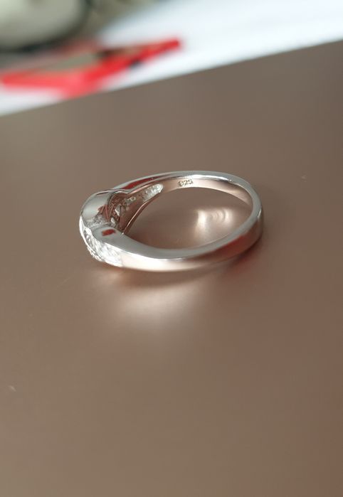 Inel argint nou, diametru 18,5 mm, placat cu rodiu