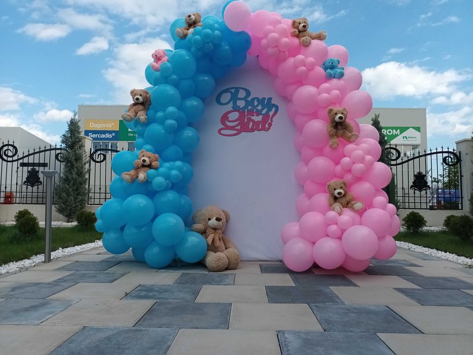 Arcada baloane majorat Panou foto Arcada baloane botez Decor petrecere Decor Gender Reveal PhotoCorner aniversare Baloane heliu