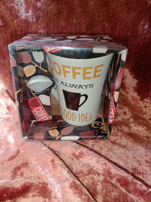 Кружка керамическая с керамической ложкой