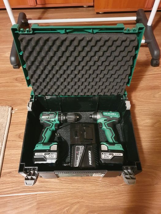 Pistol impact hikoki +Bormașină+2 acumulatori