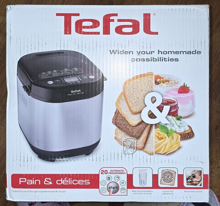 Masina de paine Tefal Pain & Délices PF240E38, 700 W, 1000 g, 20 programe, Negru/Argintiu sigilata

 4.61