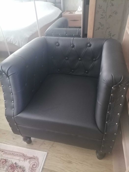 Кресло/лукс естествена кожа/масив