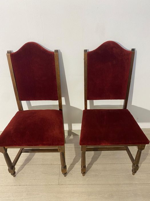 6 Buc. Scaun Vintage din Lemn; Set Scaune Tapițate