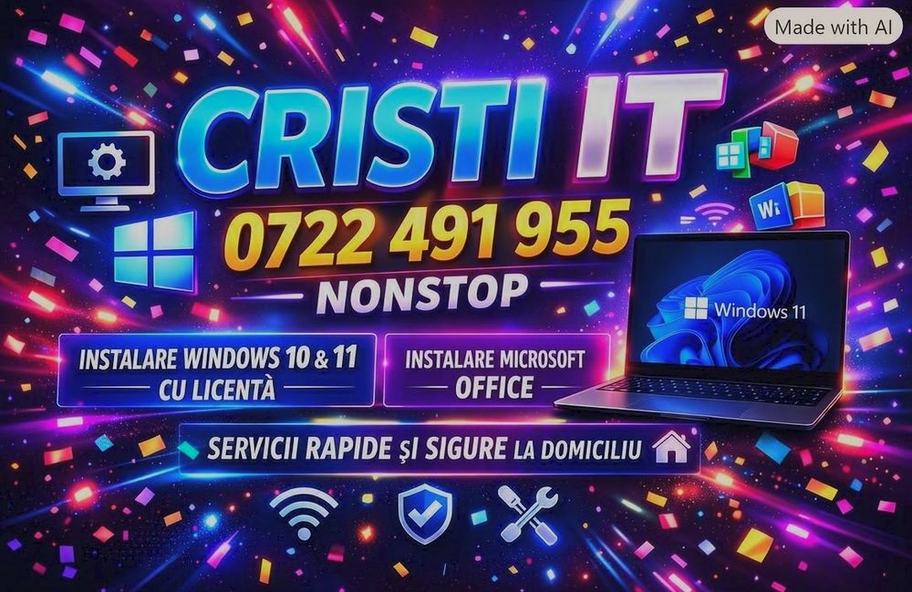 Instalare WINDOWS 11*10 Pro -TV 4K DRIVERE OBS  LICENTA TV STREMIO FILME SERIALE Cinema4K Jocuri Imprimanta OFFICE2024 soft la domiciliul clientului