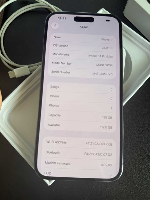 iPhone 14 Pro Max 128GB Deep Purple - 100% Батерия!