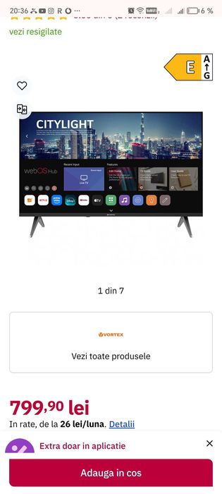 Vând televizor vortex full hd- Smart tv nou nouț, preț fix