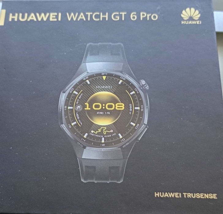 От YETTEL -  HUAWEI WATCH GT 6 Pro Black ATM-B29F Black Fluoroelastomer Strap 46 MM, GPS, ПУЛСОМЕР, SPO2.