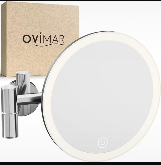 Oglindă cosmetică/machiaj cu iluminare ,încărcare USB, mărire 5x, cu lumină, rotire 360°.