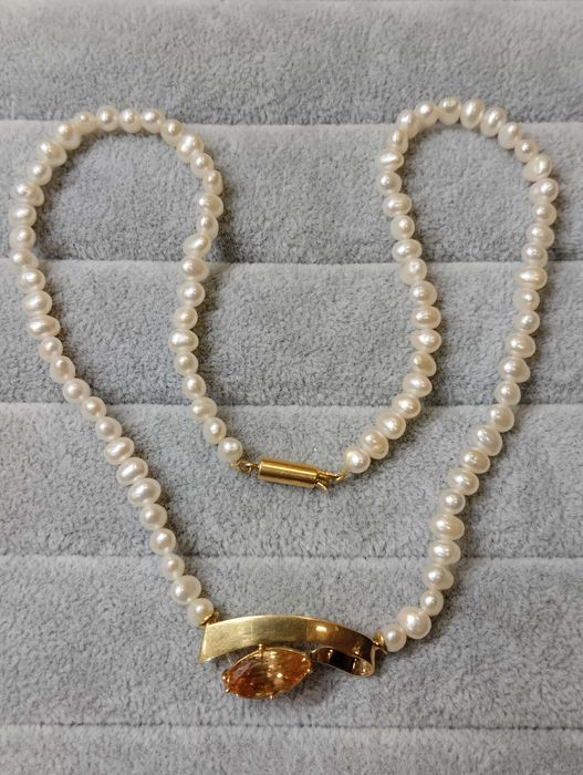 Колье жемчужное с турмалином