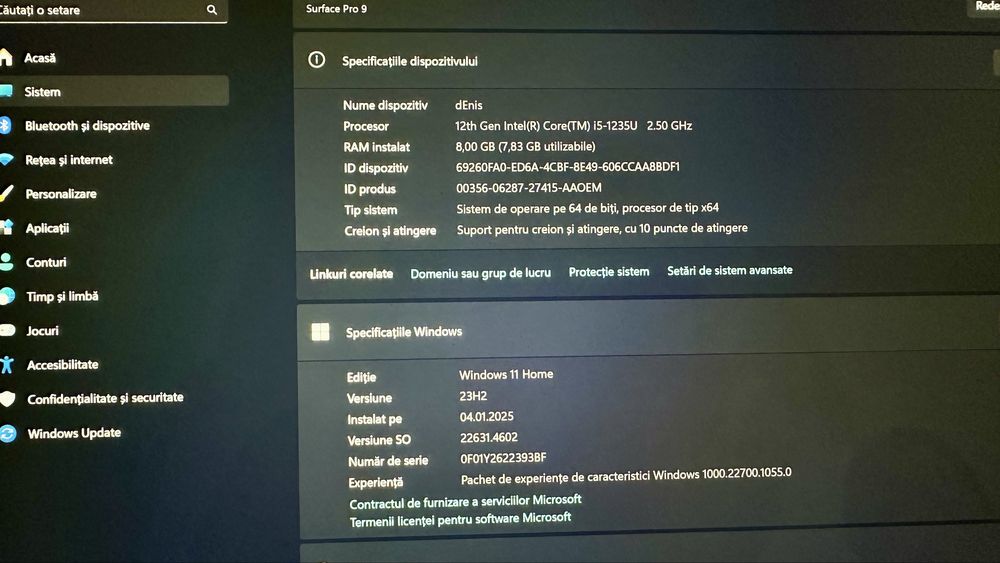 Tableta Microsoft Surface Pro 9 gen 12th
