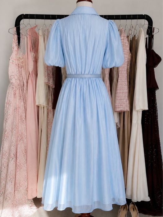 Rochie Bleu Cu Dantela Fina