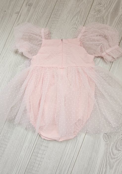 Розова рокличка за момиченца с дантела  + пантофи