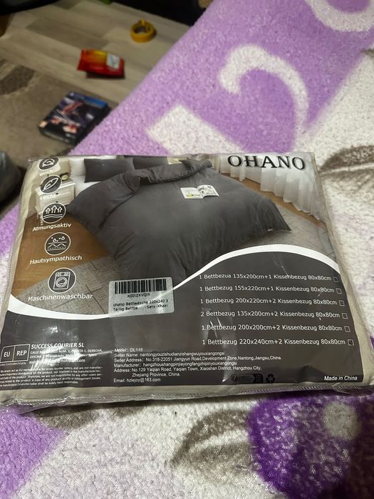 Set Lenjerie de pat Ohano 220x240cm gri nou, sigilat