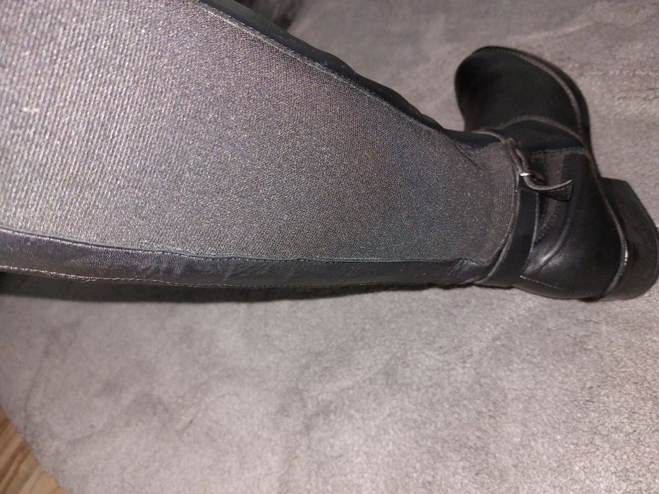 Високи равни ботуши естествена кожа 38