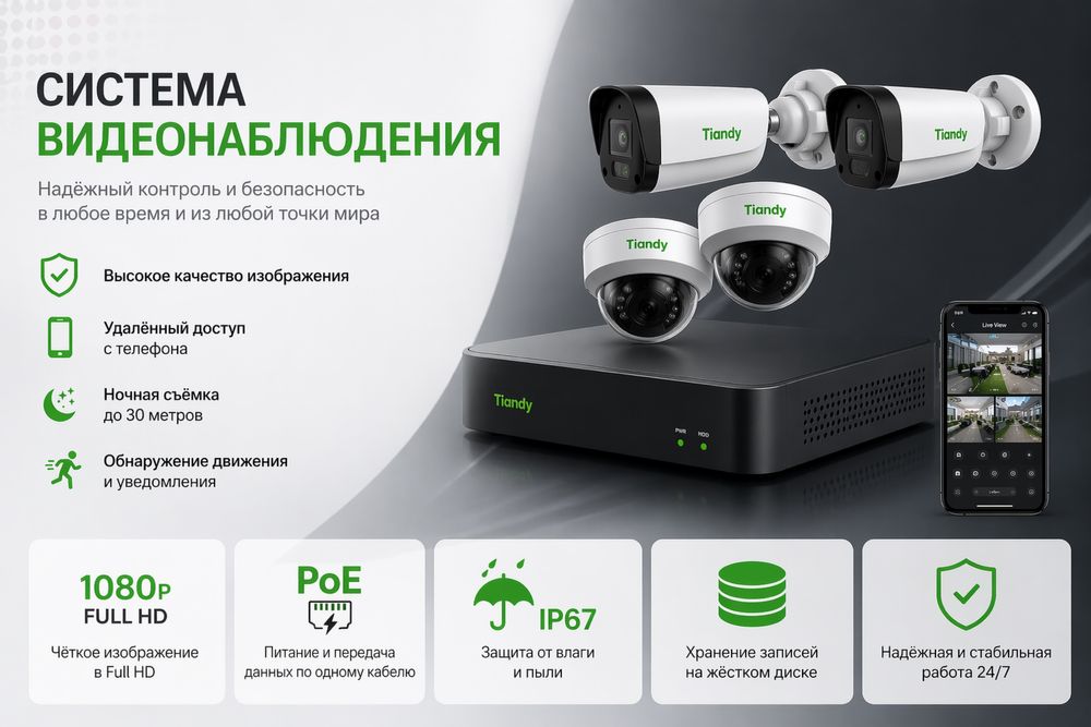 Комплект камер видеонаблюдения Tiandy