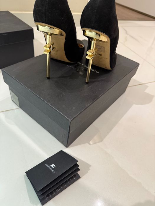 Обувки на висок ток Elisabetta Franchi черни и бежави - нови!