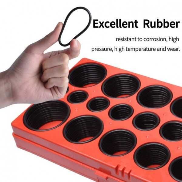 Комплект гумени маслоустойчиви О-пръстени 407 броя в кутия черни