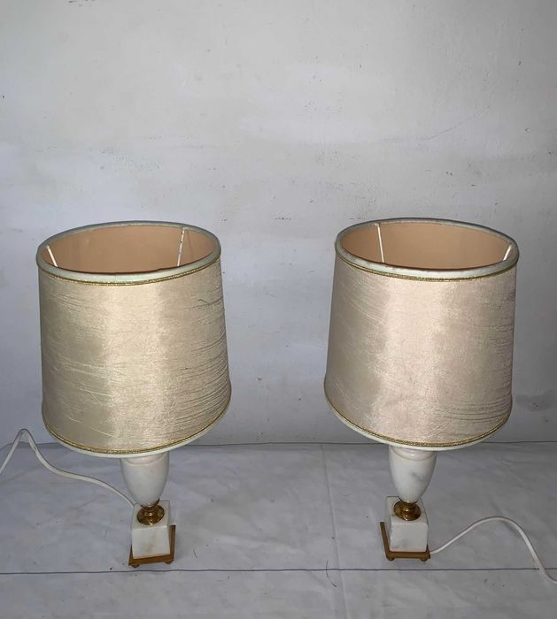 Set veioze marmură cu suport din bronz