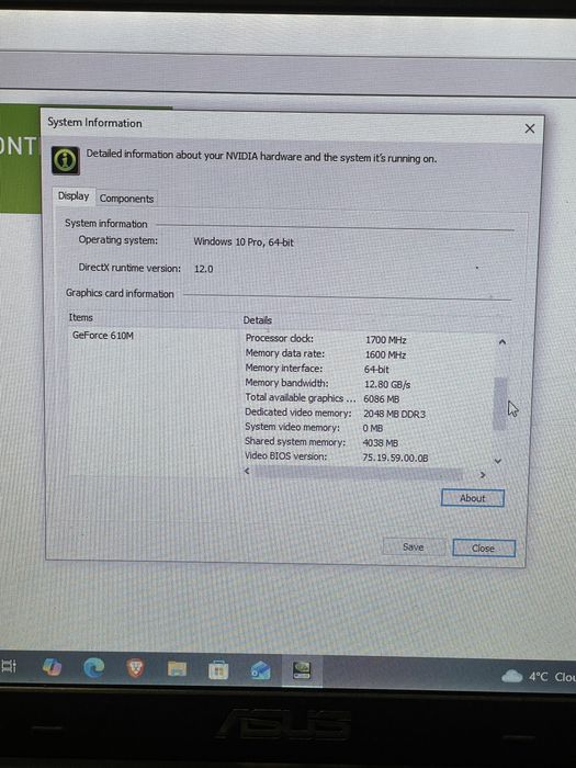 Laptop ASUS i5-3210M / 8GB / GeForce 610M 2GB