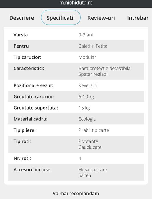 Carucior Greentom 2 in 1 Reversibil ultrausor