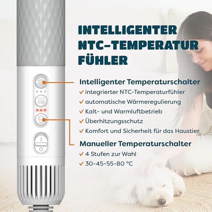 5-в-1 груминг сешоар и четка за домашни любимци KUUBIA 900W