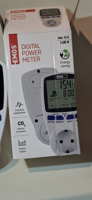 Priza cu contor energie, display LCD, max.16A, 2W-3680W