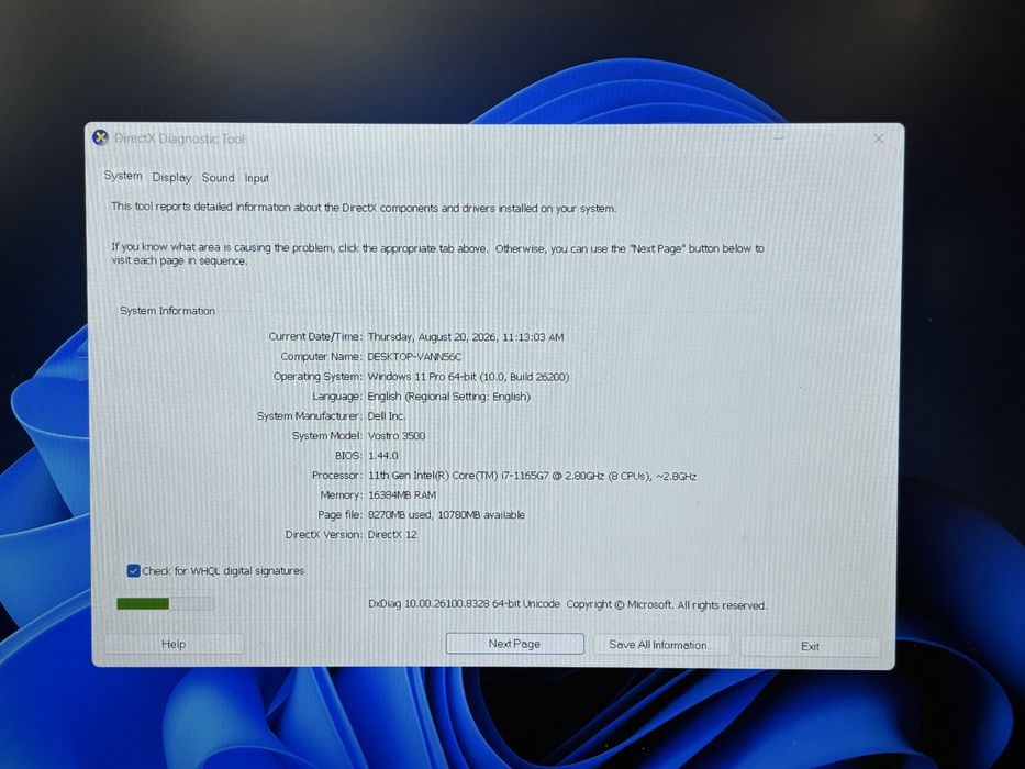 MDM vinde: Laptop Dell Vostro 3500, i7-1165G7 Gen 11.